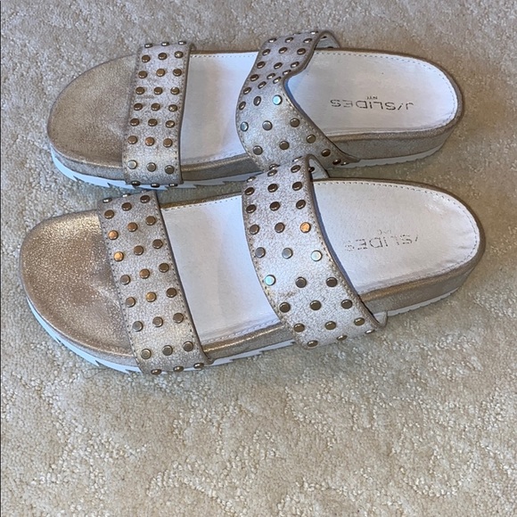 J/Slides NYC Birkenstock Metallic Studded Sandals - Picture 2 of 6